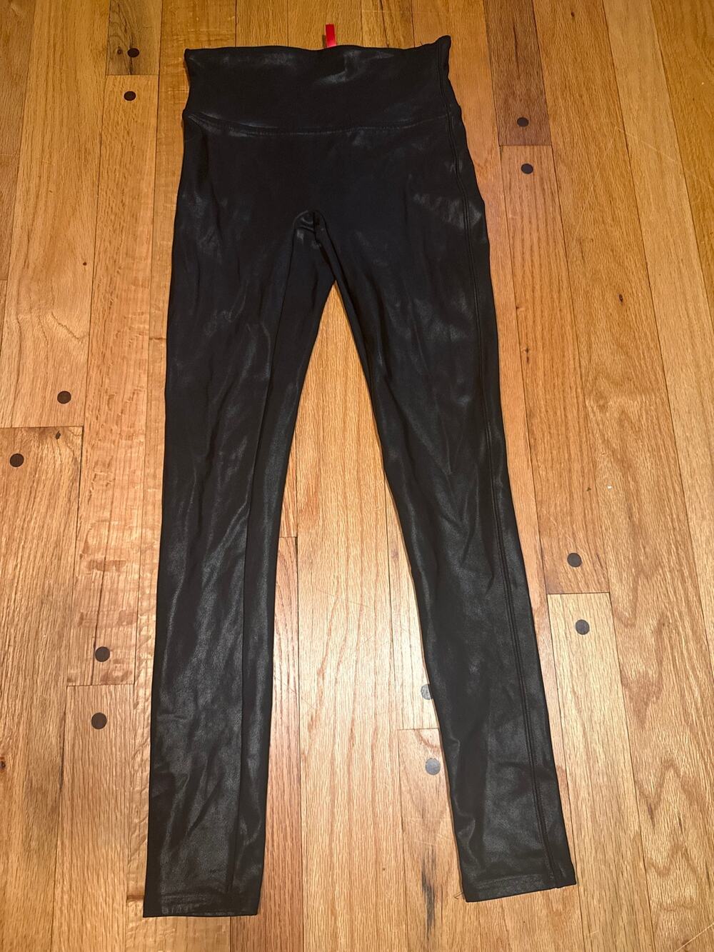 SPANX Faux Leather Leggings Black Coated Skinny Pants Women S Petite